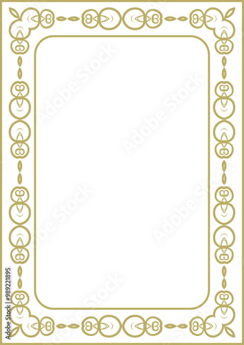 Vintage style frame in A4 format. Elegant golden ornament. Version 14. Vector illustration