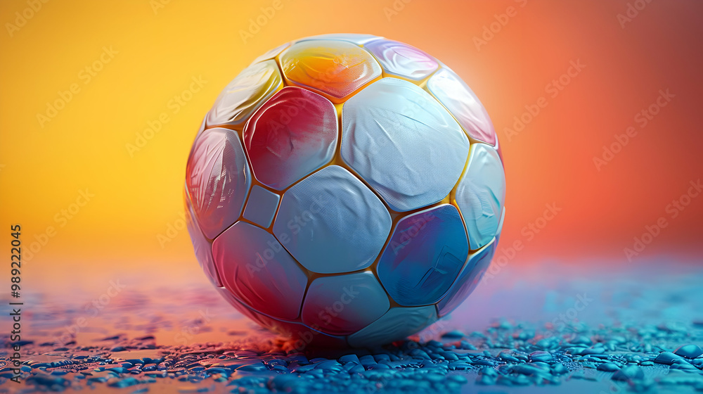 Fototapeta premium Abstract 3D Illustration of a Soccer Ball on a Blue Background