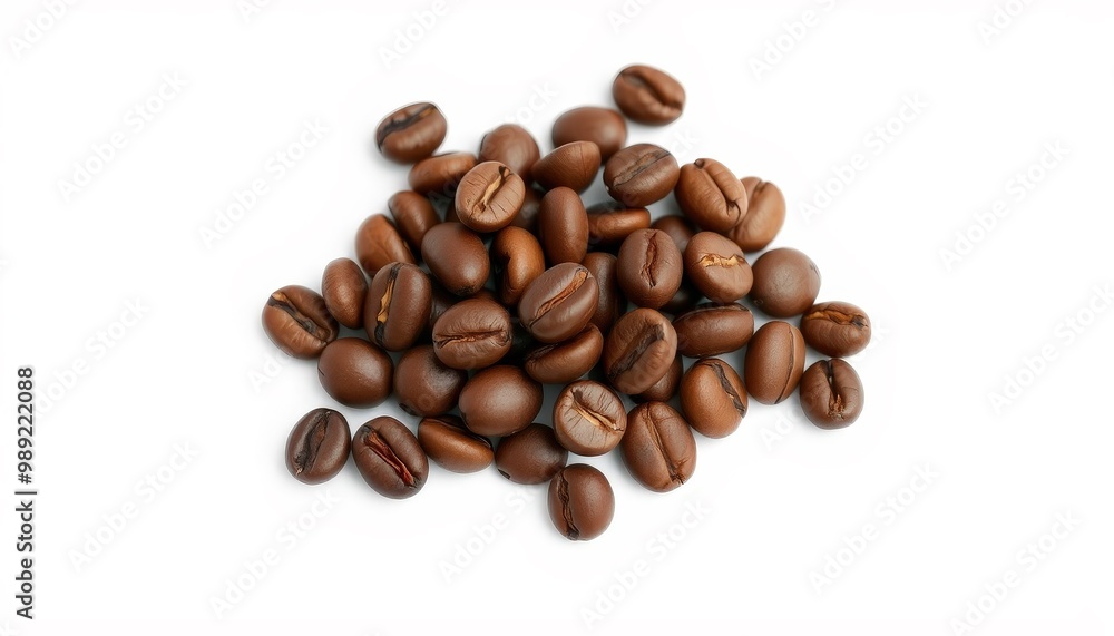Naklejka premium Fresh Coffee Beans: Hyper-Realistic Image with Glossy, Richly Textured Surfaces and Natural Imperfections.