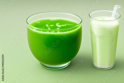 Green Milk Soda Bottle Isolated on White Background