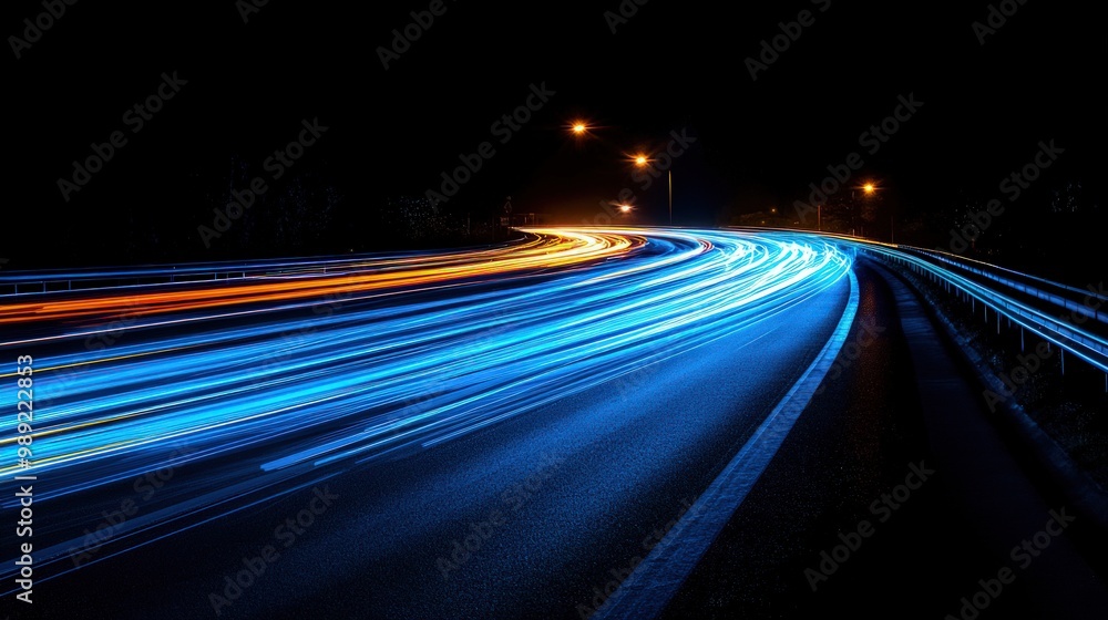Abstract light trails from cars on a highway at night. Abstract light trails from cars on a highway at night.