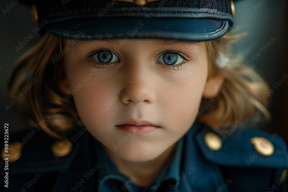 AI generated photo of small cute adorable child police worker AI generated photo of small cute adorable child police worker