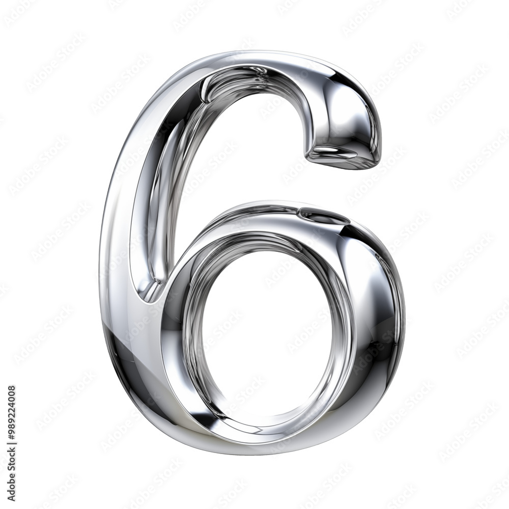 Number 6 High gloss metallic silver stainless steel TRANSPARENT PNG Number 6 High gloss metallic silver stainless steel TRANSPARENT PNG
