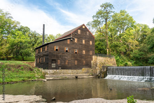 Photography Pine Creek Grist Mill, built in 1848, on a sunny summer morning at Wildcat Den State Park