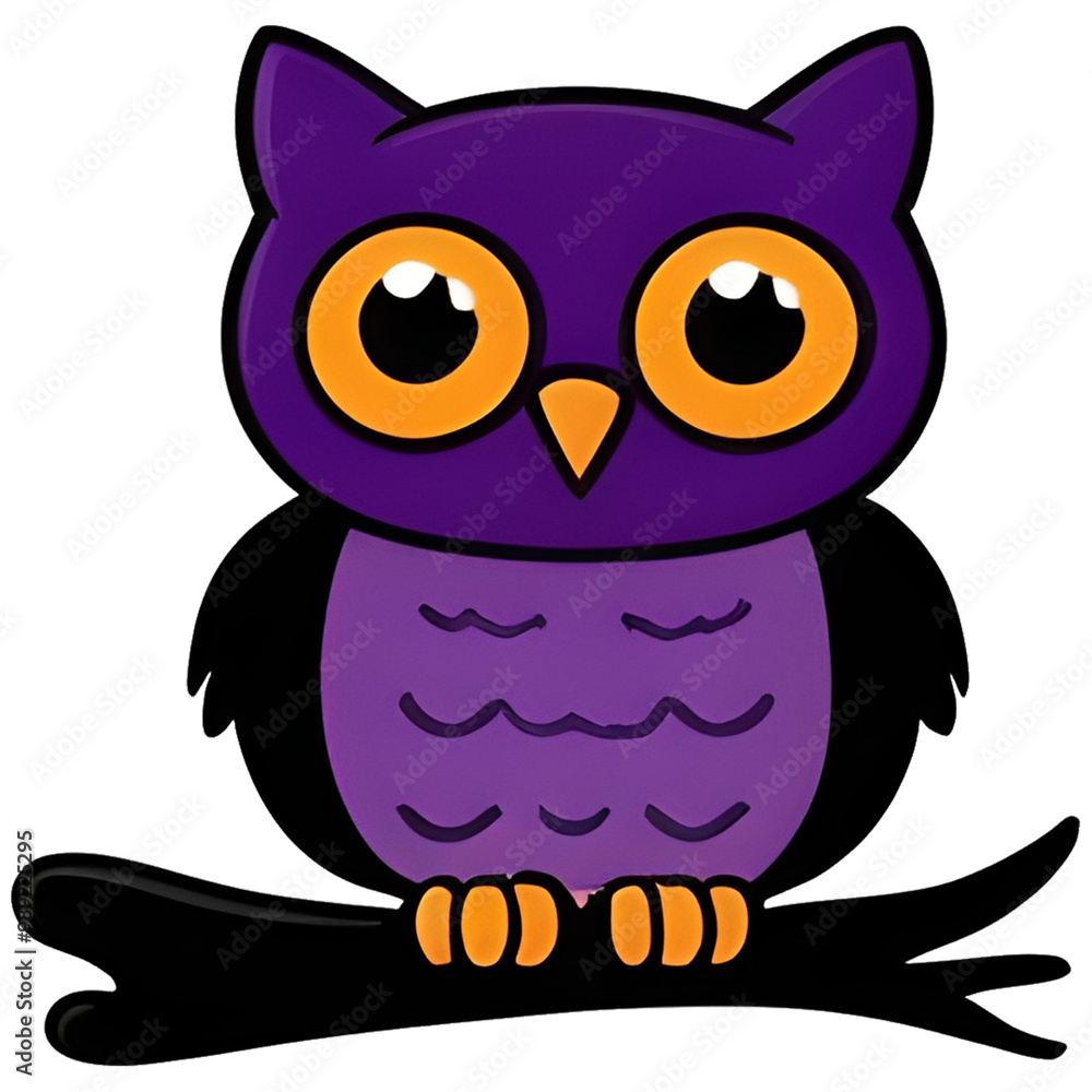 Purple owl on a branch Purple owl on a branch
