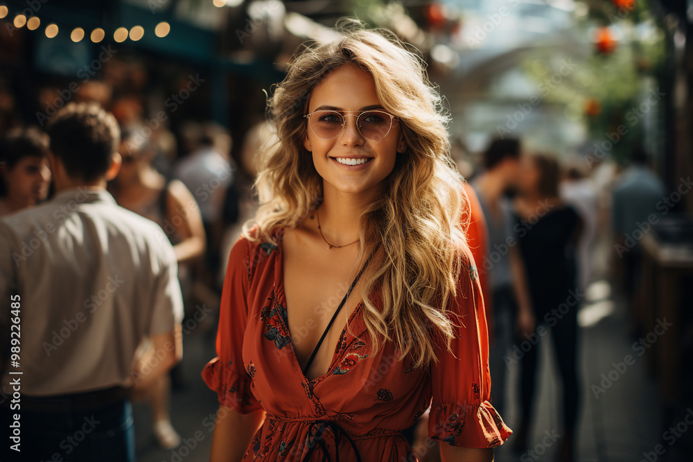 Generative AI portrait of a woman at a fair or festival Generative AI portrait of a woman at a fair or festival