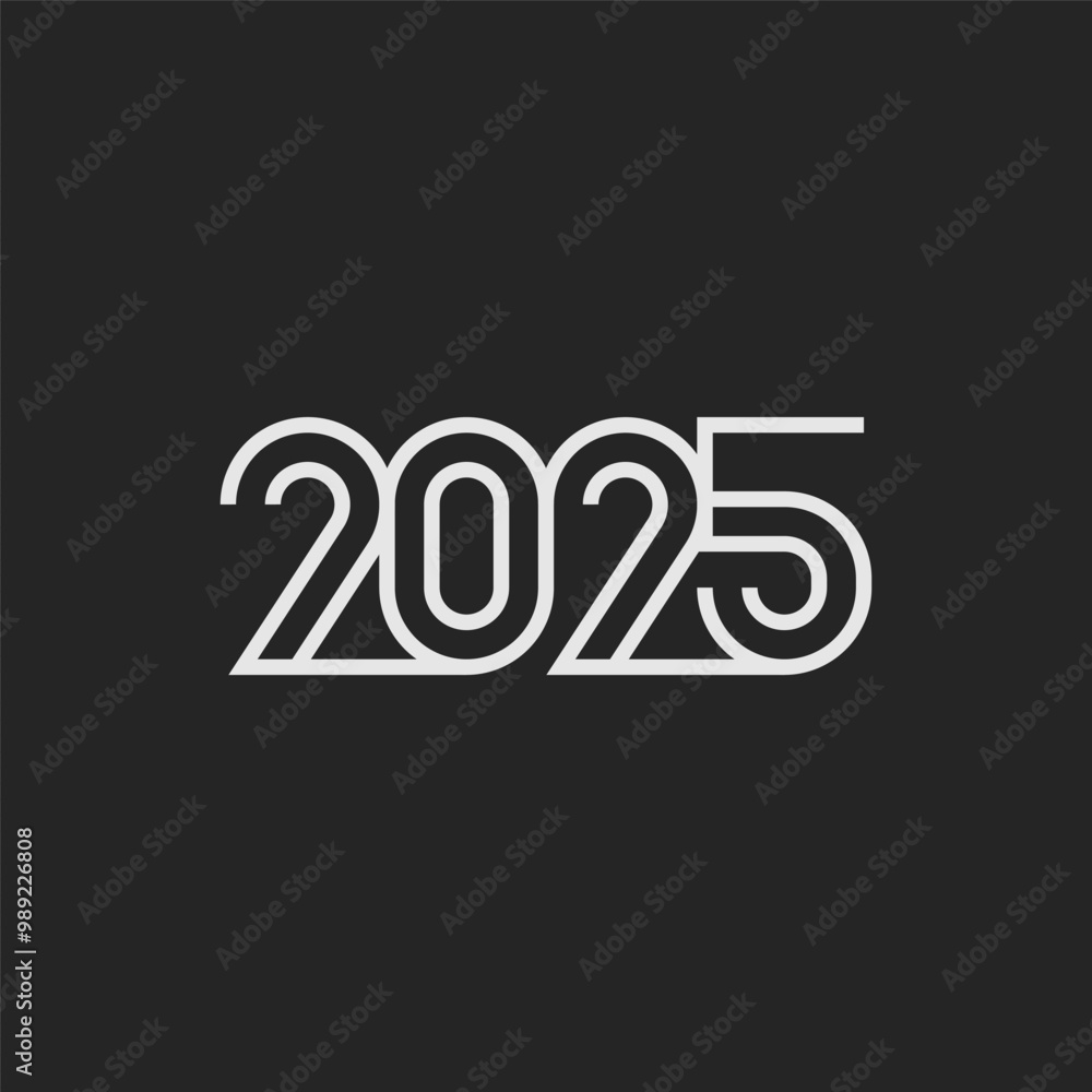 2025 typography logo design concept. 2025 number design for New Year. Sign for flyer, postcard, poster or banner. 2025 typography logo design concept. 2025 number design for New Year. Sign for flyer, postcard, poster or banner.