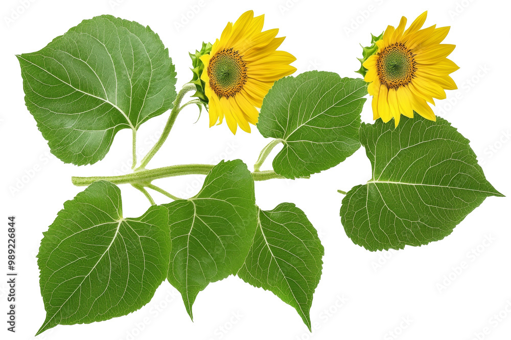 Sunflower leaves, isolated on white background, full depth of field, clipping path Sunflower leaves, isolated on white background, full depth of field, clipping path