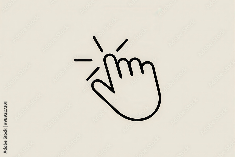 Minimalist Hand Click Icon - Interactive Gesture Line Art Illustration Minimalist Hand Click Icon - Interactive Gesture Line Art Illustration