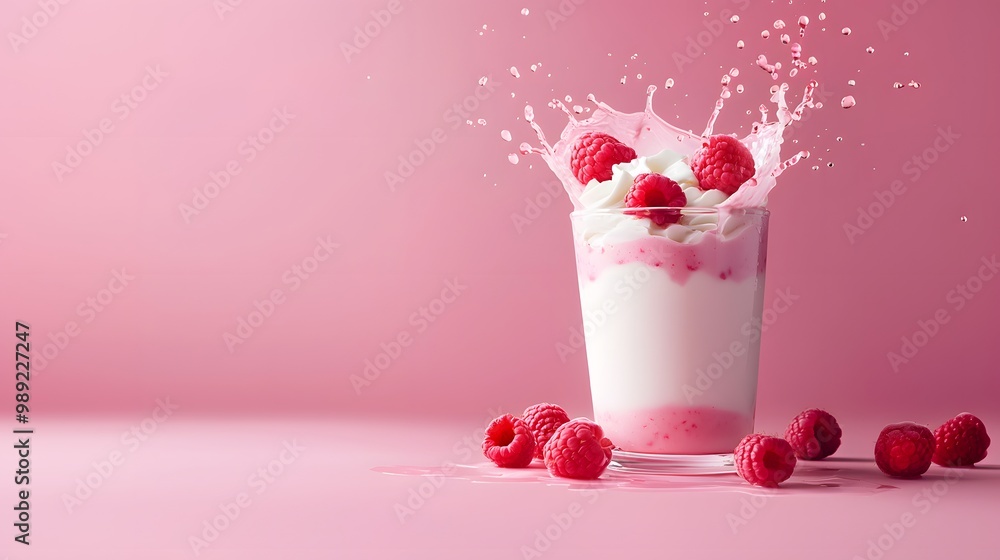 Raspberry Smoothie Splash with Whipped Cream Raspberry Smoothie Splash with Whipped Cream