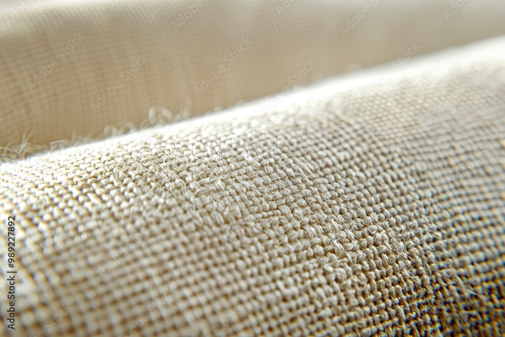 Close-up of a Textured, Woven Fabric with a Natural, Tan Color Close-up of a Textured, Woven Fabric with a Natural, Tan Color