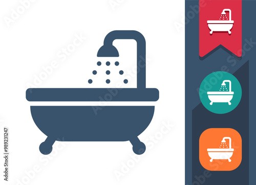 Bath, Bathtub, Bath Tub, Shower Icon