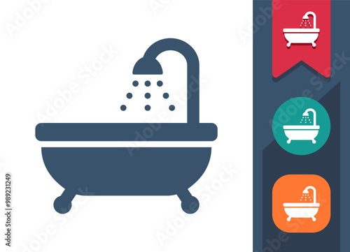 Bath, Bathtub, Bath Tub, Shower Icon