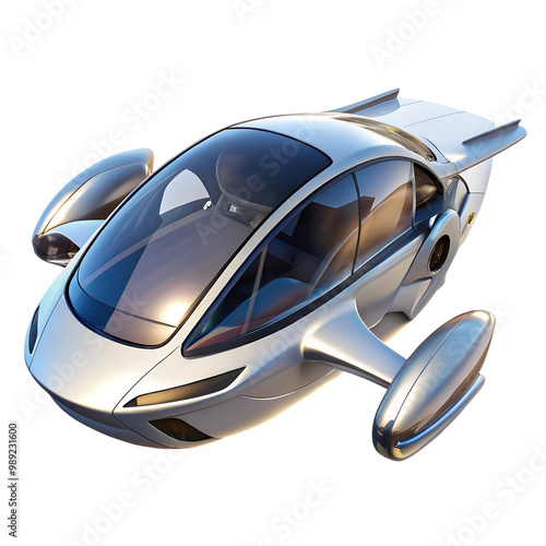 flying car isolated on white