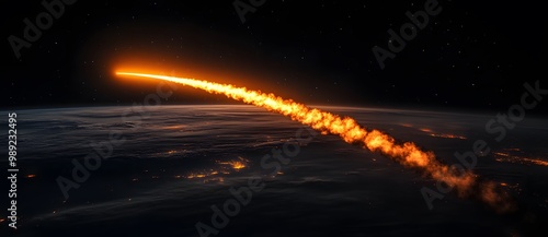 Fiery Meteorite Trail Over Earth's Horizon