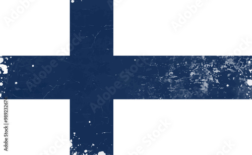 Grunge Finnish flag, vector illustration. The national flag of Finland.