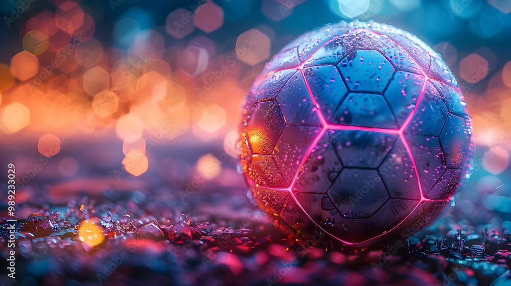 Naklejka premium Futuristic Wet Soccer Ball 3D Render