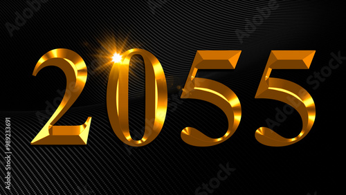 Tableau sur toile Number 2055 in gold text on black background