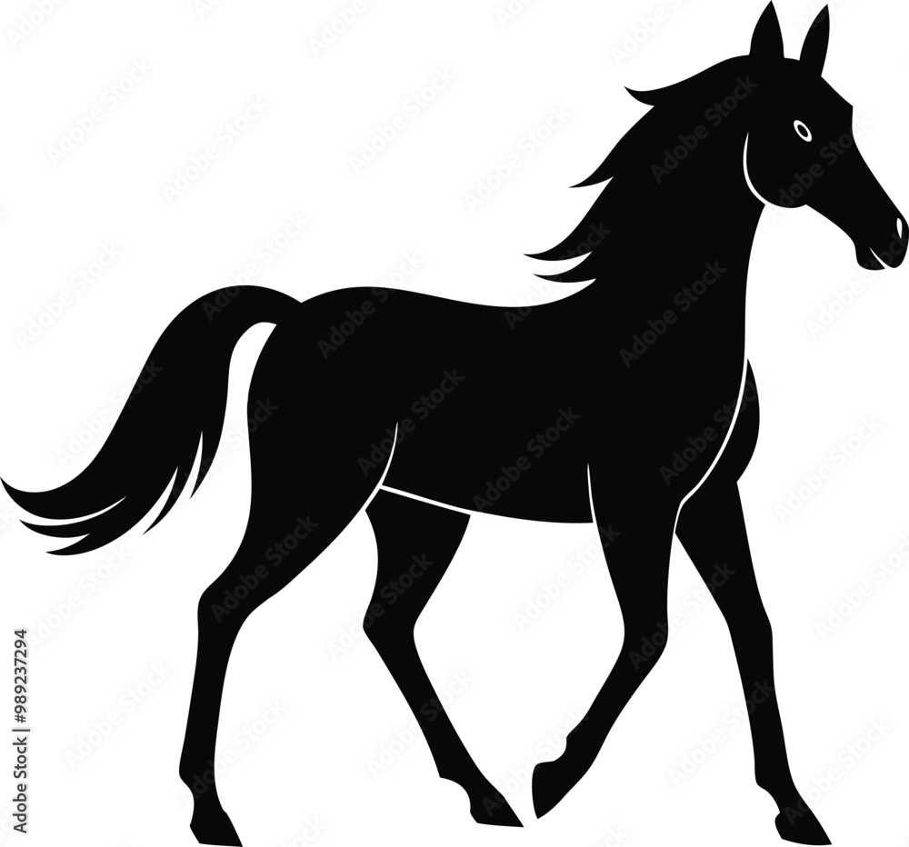 A wildlife Horse silhouette vector art icon and black color illustration with no background, natural farm animal design. A wildlife Horse silhouette vector art icon and black color illustration with no background, natural farm animal design.