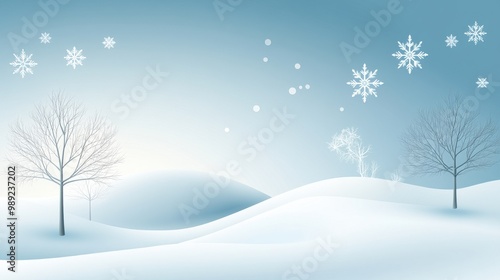 Wallpaper Mural Crisp and clean winter vector background featuring snowflakes, bare trees, and a snowy landscape in a simple, stylized design. Torontodigital.ca