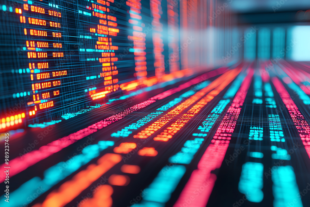 Abstract digital platform featuring market exchange data with colorful graphs and rising stock prices Abstract digital platform featuring market exchange data with colorful graphs and rising stock prices