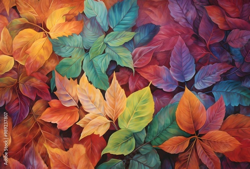 Wallpaper Mural Vibrant Autumn Leaves Abstract Pattern Torontodigital.ca