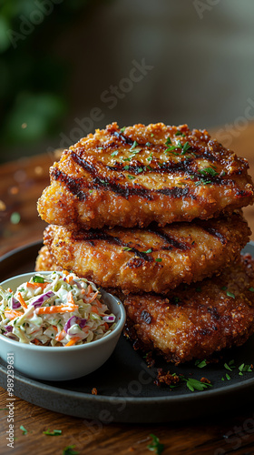 Southern fried pork chops with coleslaw