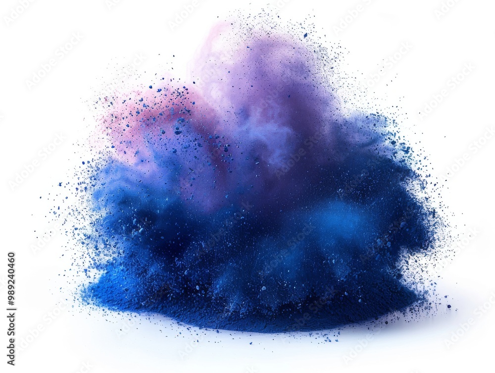 Fototapeta premium blue splash explosion of powder on a white background
