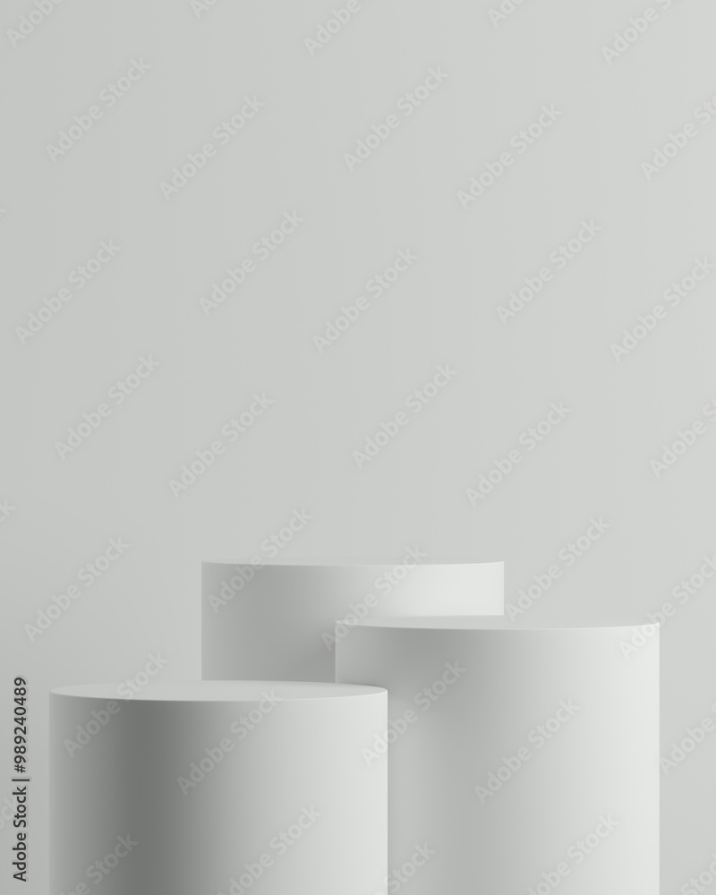 3D podium white background for cosmetic, perfume and product presentation, 3D rendering, illustration.