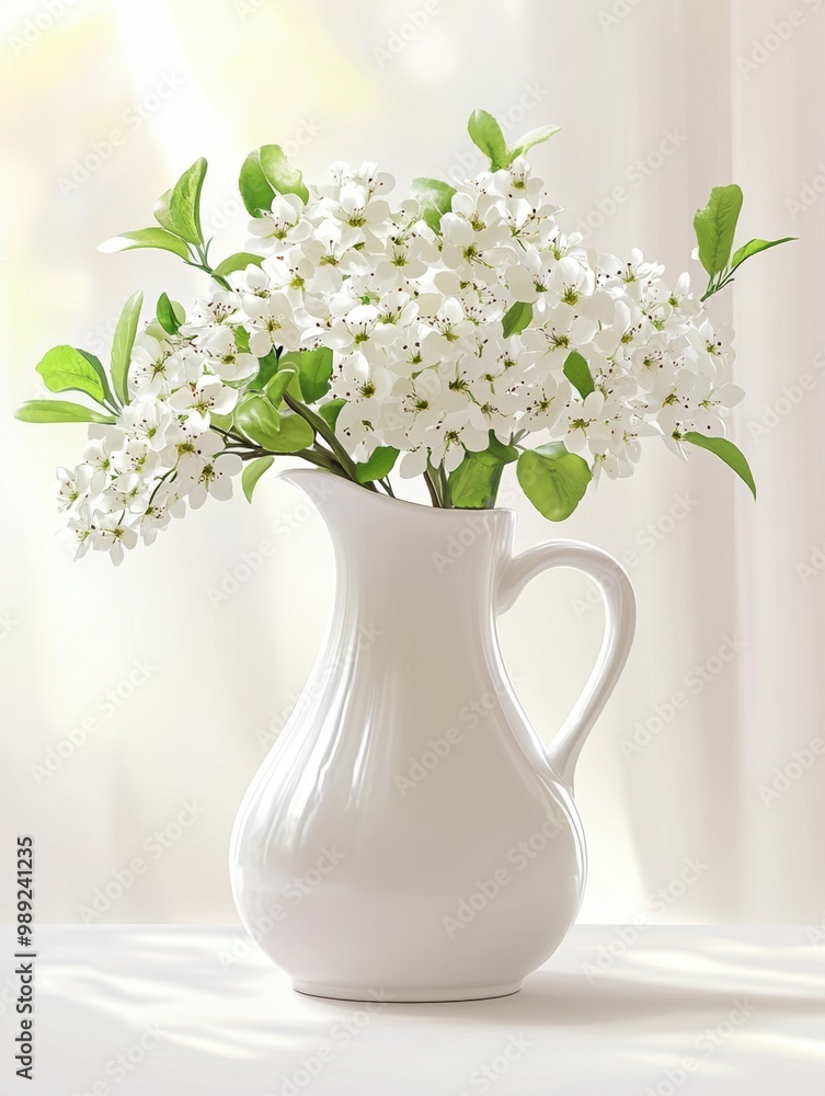 Fototapeta premium Serene white flowers in sunlit room