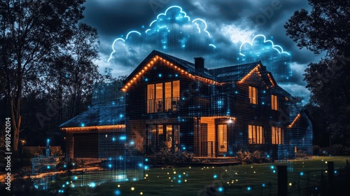 smart home iot concept connected devices cloud computing digital ecosystem visualization