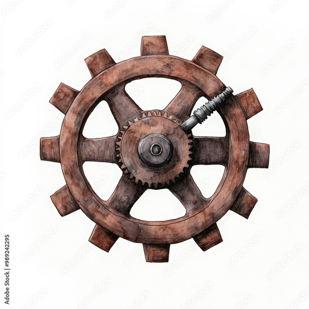 Obraz premium Rustic gear featuring intricate details and a vintage design, perfect for mechanical and steampunk-themed projects.