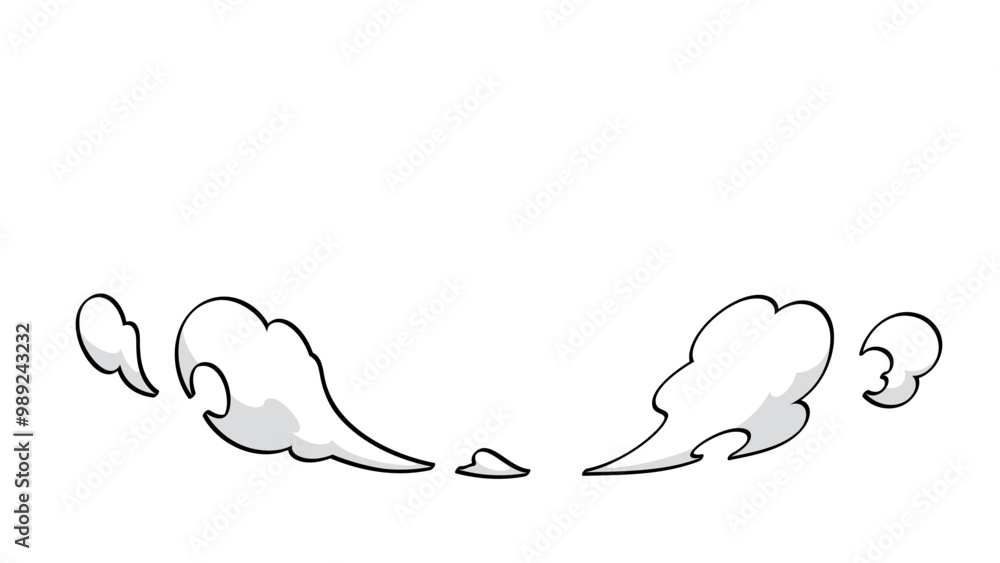 着地の煙のエフェクトのイラスト素材_縁取り_16:9 着地の煙のエフェクトのイラスト素材_縁取り_16:9