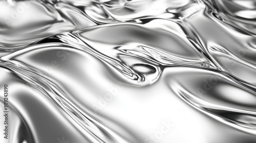 Reflective metallic silver background, offering a clean and luxurious look, ideal for copy space in modern designs