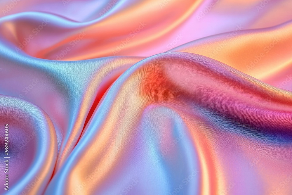 Obraz premium Abstract Close-Up of Soft, Shimmering Pink and Blue Fabric