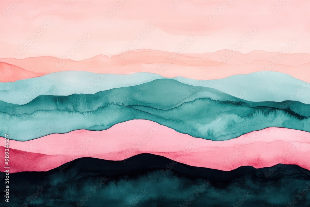 Tranquil Serenity: Soft Pastel Colors in Rhythmic Patterns of Mint Green and Rose Pink Reflect Peaceful Mindfulness in Landscape Tranquil Serenity: Soft Pastel Colors in Rhythmic Patterns of Mint Green and Rose Pink Reflect Peaceful Mindfulness in Landscape