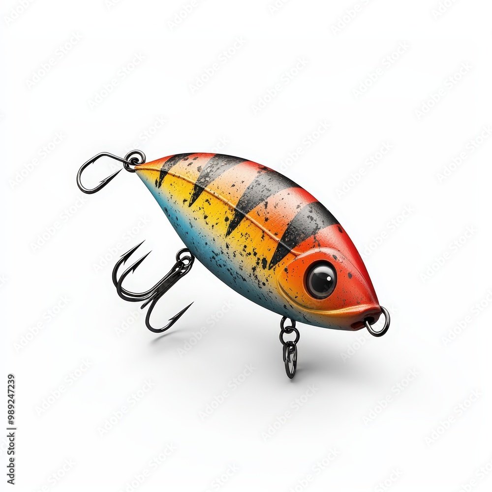 Vibrant fishing lure with a striking design, perfect for enticing fish in freshwater or saltwater environments. Vibrant fishing lure with a striking design, perfect for enticing fish in freshwater or saltwater environments.