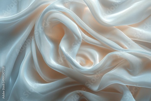 Abstract Texture of Draped White Sheer Fabric