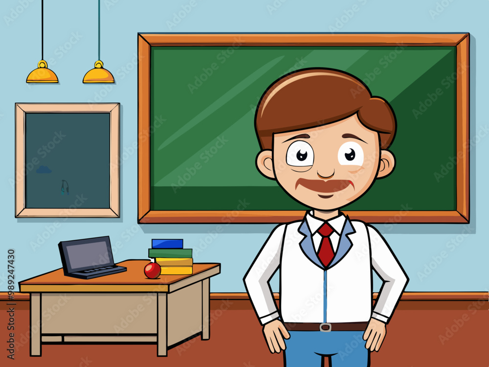Teacher in School, Classroom Environment and Education Concept Cartoon Vector Art Teacher in School, Classroom Environment and Education Concept Cartoon Vector Art