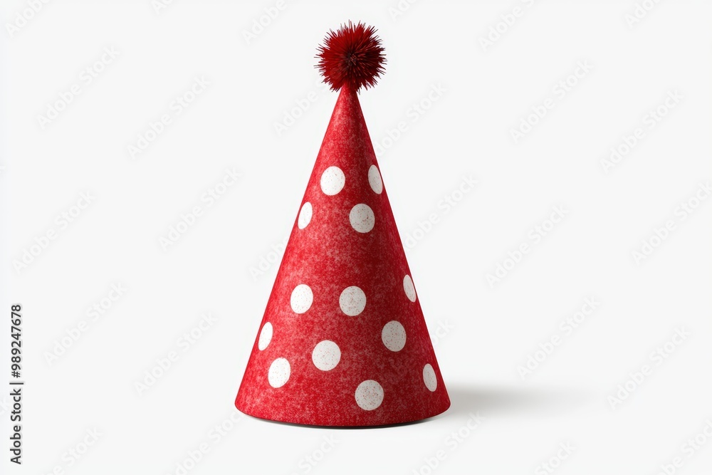 Vibrant red party hat with white polka dots, perfect for celebrations, birthdays, and festive occasions, adding fun to any event. Vibrant red party hat with white polka dots, perfect for celebrations, birthdays, and festive occasions, adding fun to any event.