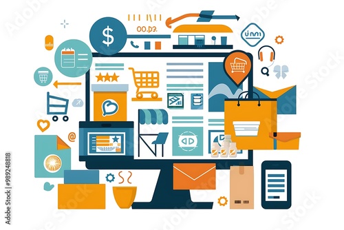 Wallpaper Mural Online retail card highlighting future of subscriptionbased shopping offering sleek design with a large blank space on the lower right surrounded by abstract subscription box and product renewal icons Torontodigital.ca