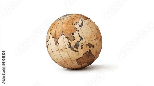 Vintage globe showcasing continents and oceans, perfect for educational, travel, or decorative themes.