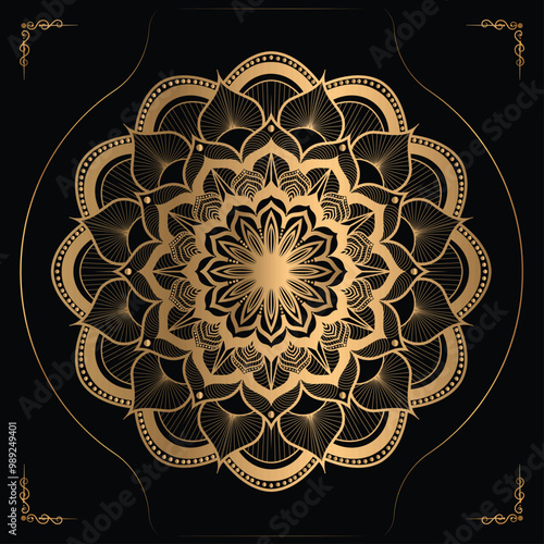 Luxury mandala design gold color Vector