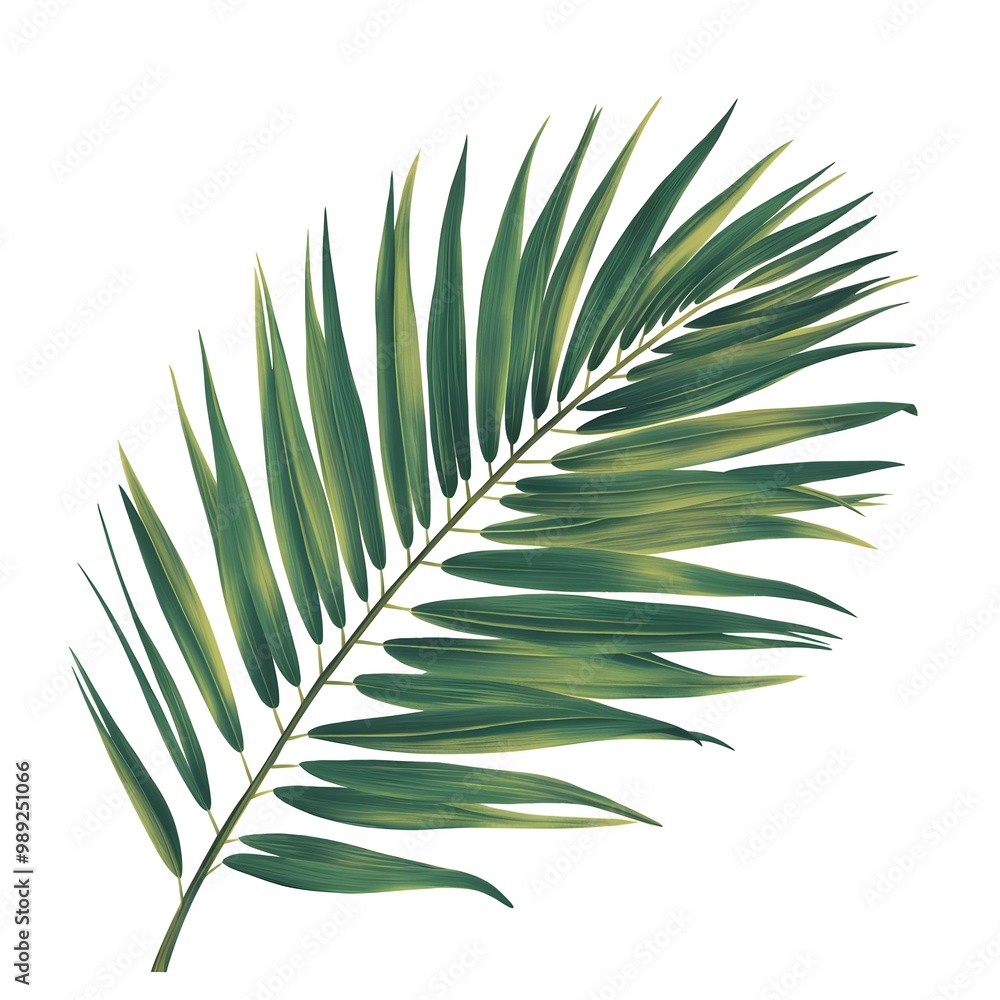 Green and Black Palm Leaves on White Background Green and Black Palm Leaves on White Background