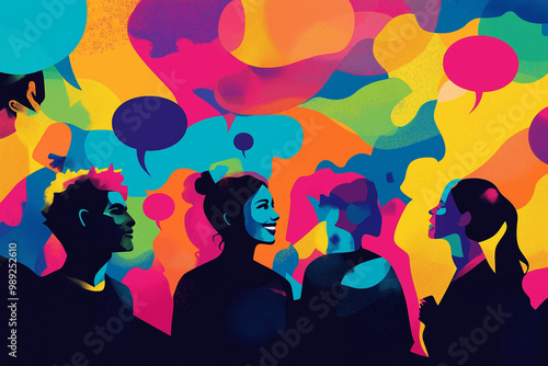 Wallpaper Mural Colorful brainstorming session depiction with people Torontodigital.ca