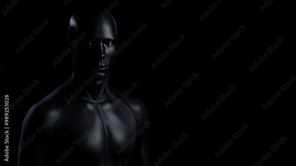 Abstract Black-Suited Figure in Shadowy Pose Against Dark Background – Digital Illustration. Black-clad Faceless Figure in a Bold Standing Pose with Dark Background Generative AI Abstract Black-Suited Figure in Shadowy Pose Against Dark Background – Digital Illustration. Black-clad Faceless Figure in a Bold Standing Pose with Dark Background Generative AI
