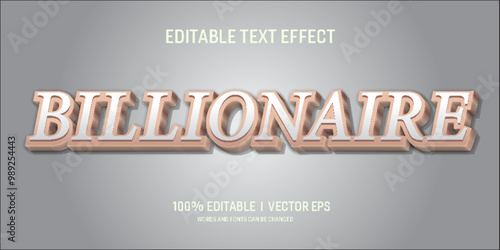 editable Billionaire vector text effect with modern style design