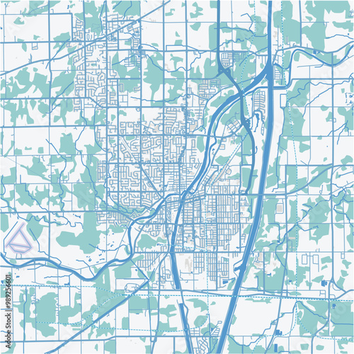 Map of Welland in Canada in a professional blue style. Contains layered vector with roads water, parks, etc. photo