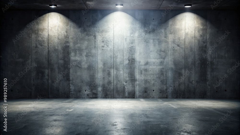 Empty grunge interior with concrete walls and spotlights shining on the floor Empty grunge interior with concrete walls and spotlights shining on the floor