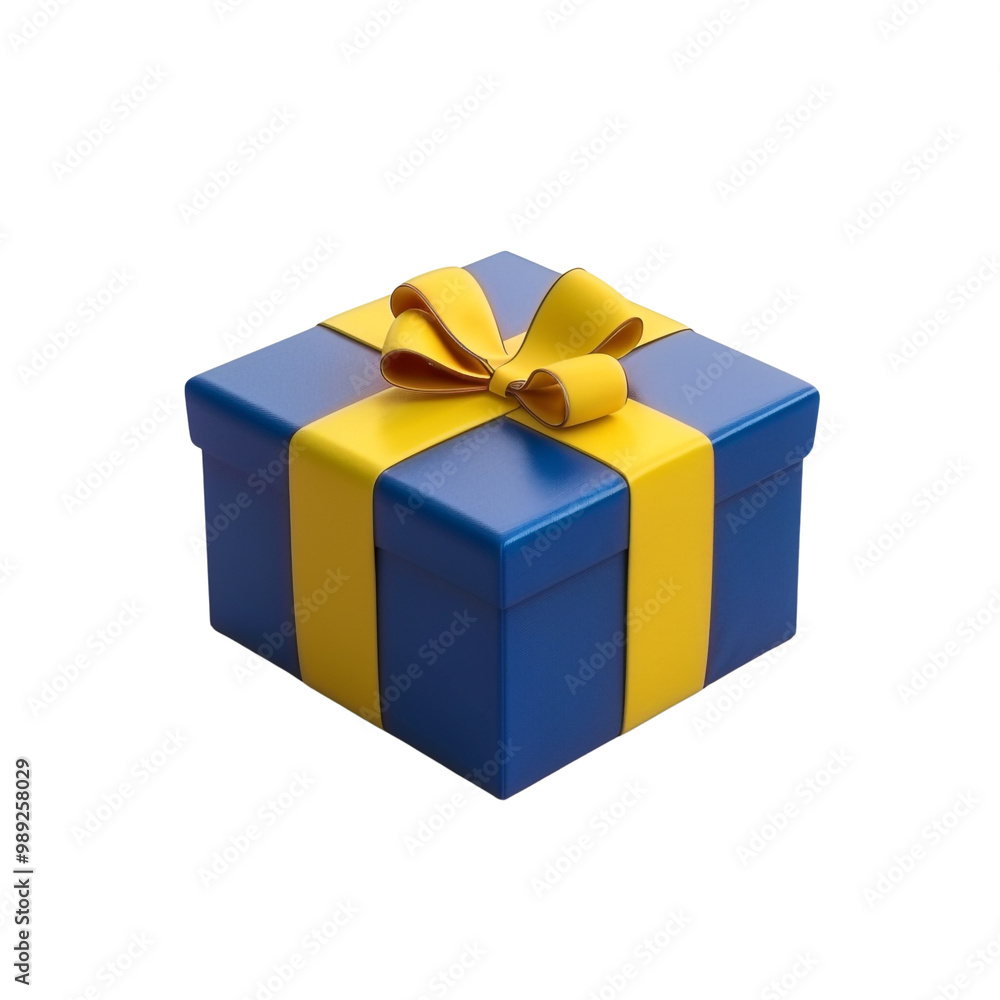 Blue Gift Box with Yellow Ribbon Blue Gift Box with Yellow Ribbon